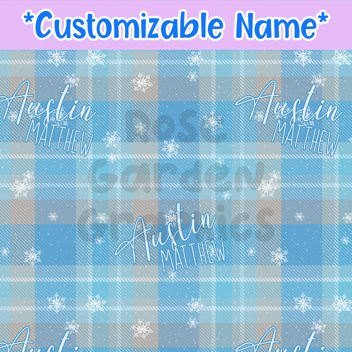 Archivo sin costuras con nombre personalizado a cuadros de Winter Wonderland ($ 5 por archivo de nombre)