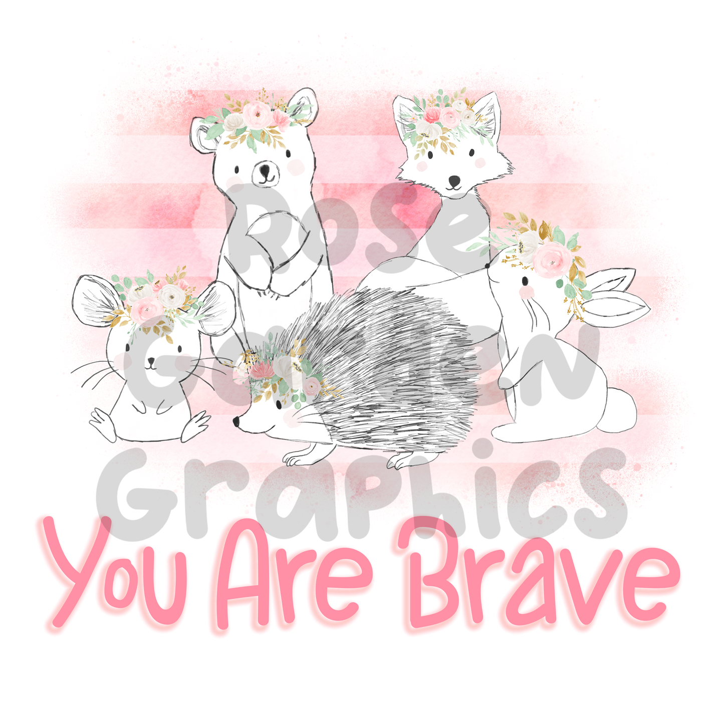 Woodland Sketch "You Are Brave" PNG