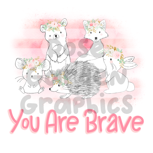 Woodland Sketch "You Are Brave" PNG