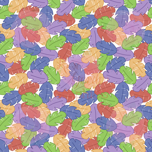 Tropical Colorful Leaves Coordinate Seamless Image