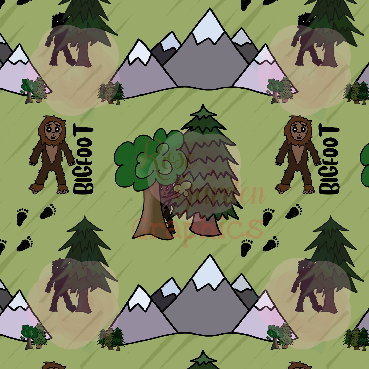 Cute Bigfoot Seamless Image