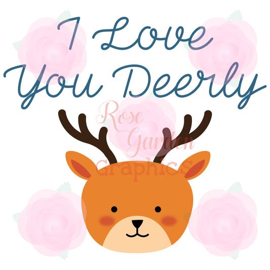 Cute Animal Puns “I Love You Deerly” PNG