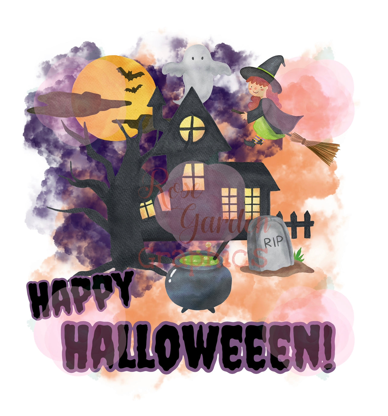 Collage ahumado de Halloween “Feliz Halloween” PNG